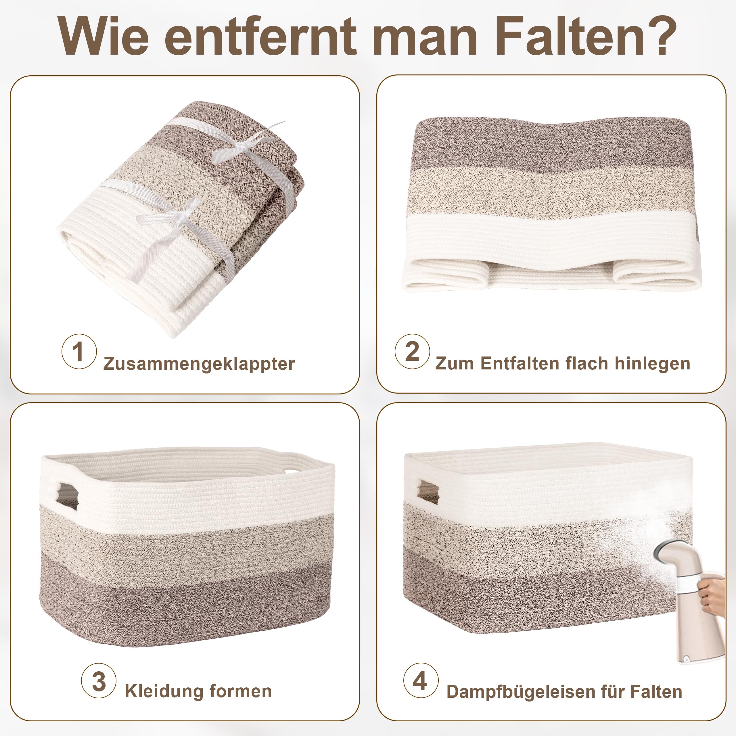 MYHOMMATTO 60L großer Wäschekorb geflochten mit Henkeln, Farbverlauf Braun 7
