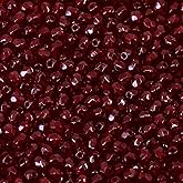 100 pcs Faceted Fire Polished Pressed Czech Glass Beads 3mm (0.12in), Bohemian Dark Ruby Red - 90100