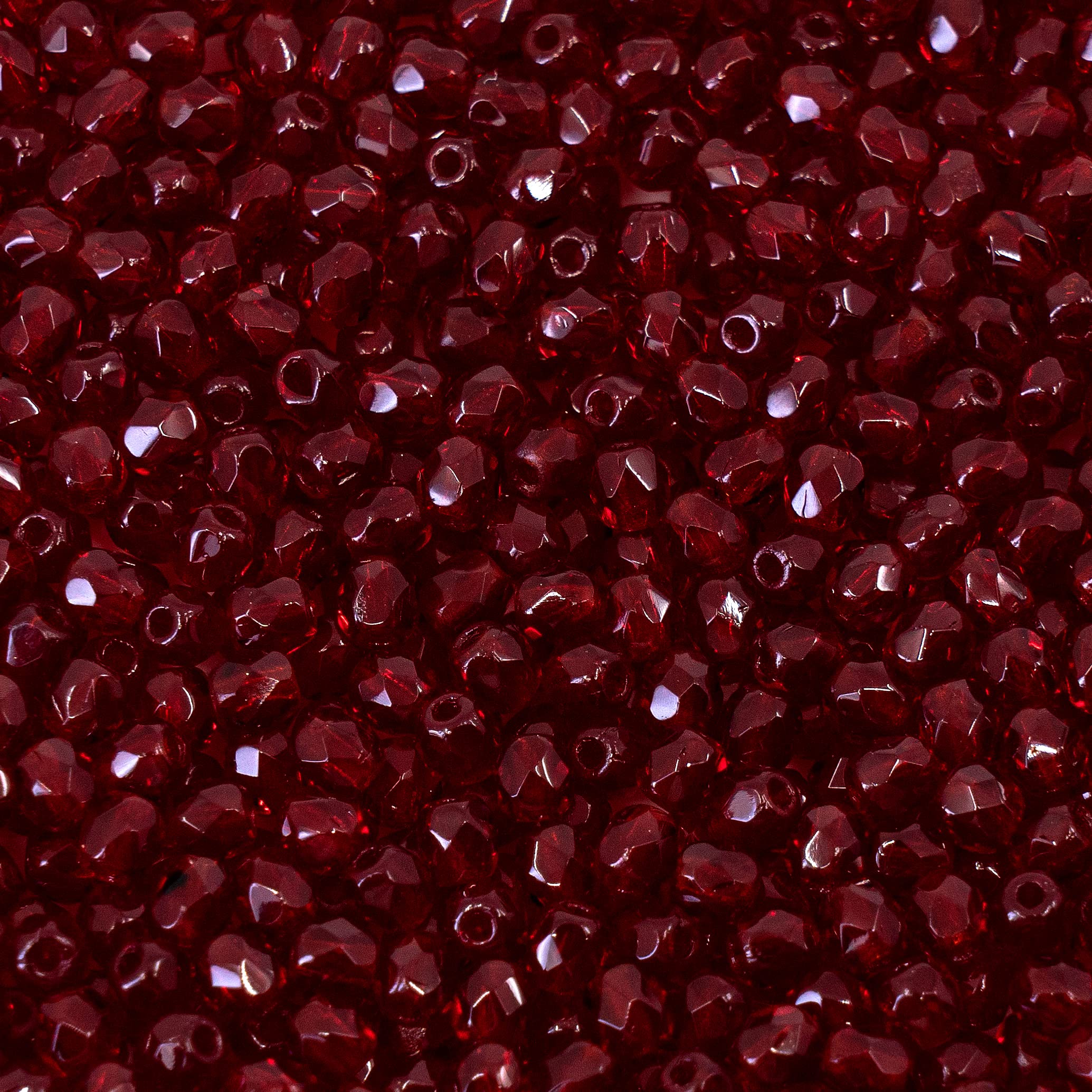 Photo 1 of 100 pcs Faceted Fire Polished Pressed Czech Glass Beads 3mm (0.12in), Bohemian Dark Ruby Red - 90100
