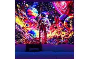 NYZE Astronaut Space Tapestry for Bedroom, BlackLight Tapestry Room Decor Wall Tapestries, Cool Galaxy Planet Wall Hanging, Wall Hanging for Men Guys Gamer Room Dorm Living Room 59in×51in