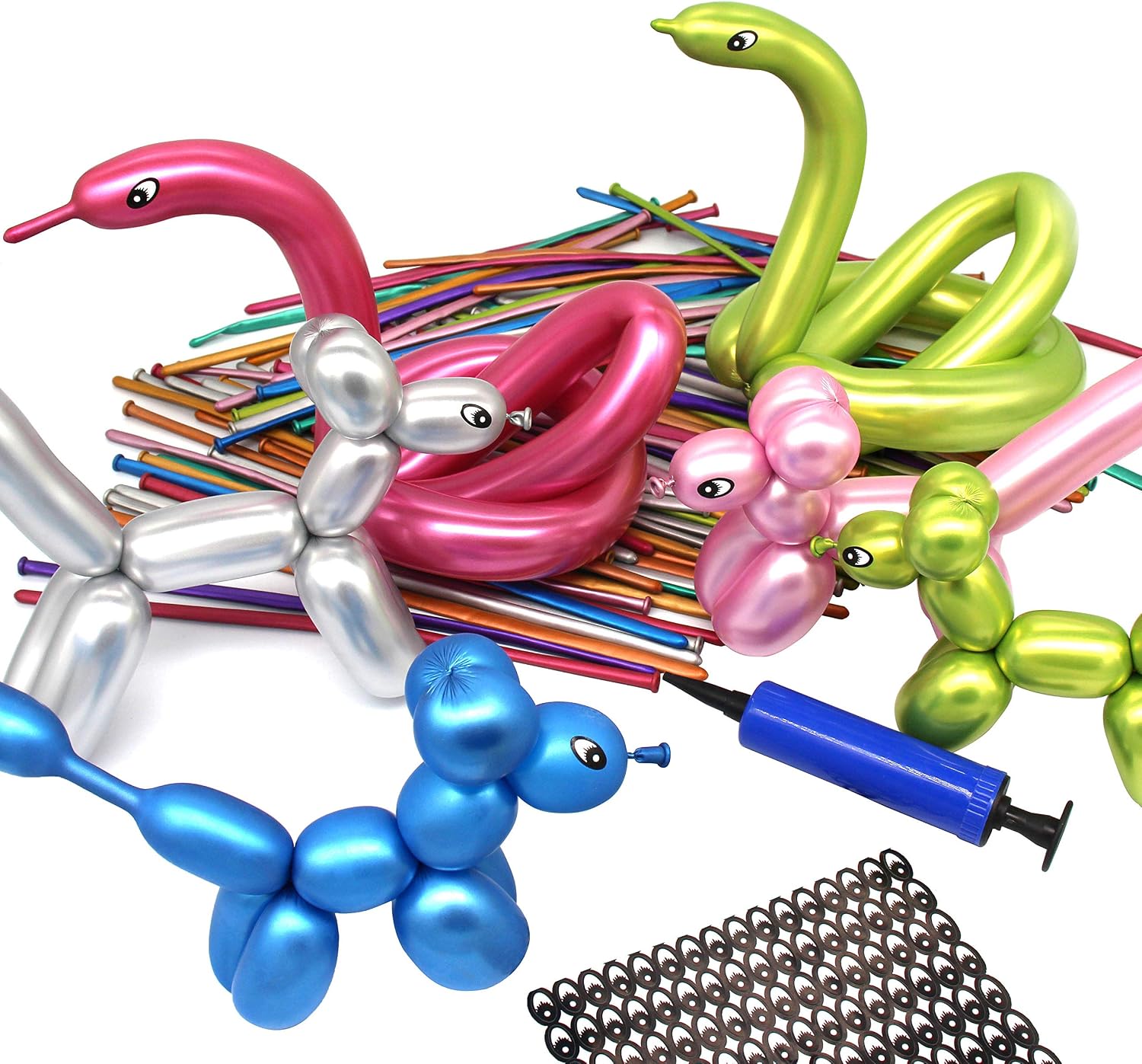 Modelling Balloons Kit, Metallic 260Q Long Balloons Chrome Twisting Balloon Animals for Birthdays Party Christmas 100PCS