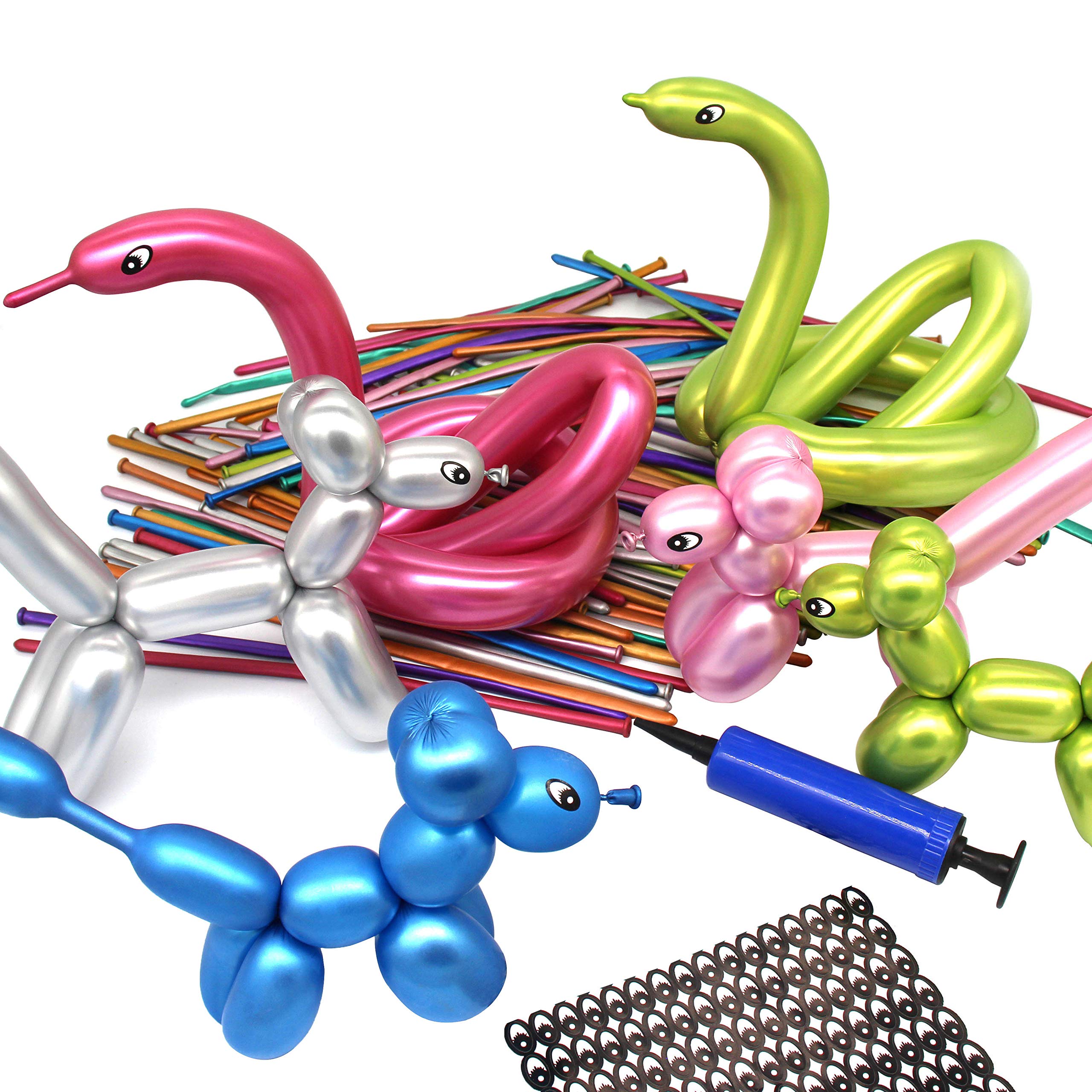 Modelling Balloons Kit, Metallic 260Q Long Balloons Chrome Twisting Balloon Animals for Birthdays Party Christmas 100PCS