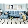 YESHOMY Convertible Sectional Sofa U-Shaped Couch with Soft Modern Cotton Chenille Fabric for Living Room, Oversized Seats with Comfortable Backrest, Dark Blue