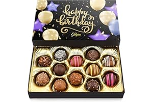 EMPIRE DELIGHTS Happy Birthday Chocolates - 12 Assorted Milk & Dark Chocolate Truffles - Gourmet Box - Birthday Gifts for Women & Men, 6 oz