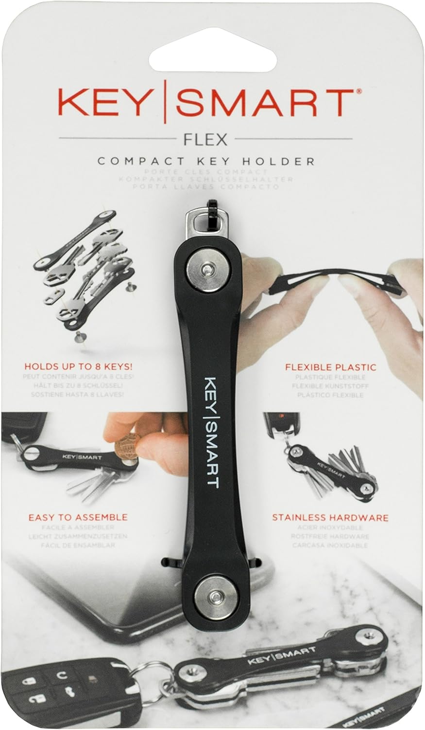 KeySmart Flex - Compact Key Holder and Keychain Organizer (up to 8 Keys, Black): Office Products