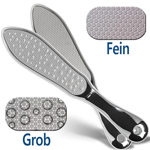 Professionelle Laser Hornhautraspel zweiseitig rostfrei silber