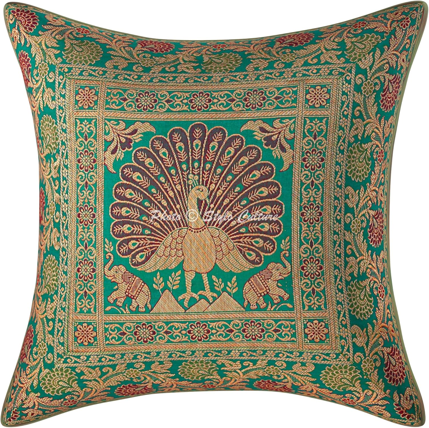 Stylo Culture Ethnic Bohemian Brocade Emerald Green and