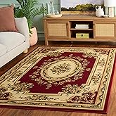 SAFAVIEH Lyndhurst Collection Area Rug - 5'3" x 7'6", Red & Ivory, Traditional European Medallion Design, Non-Shedding & Easy