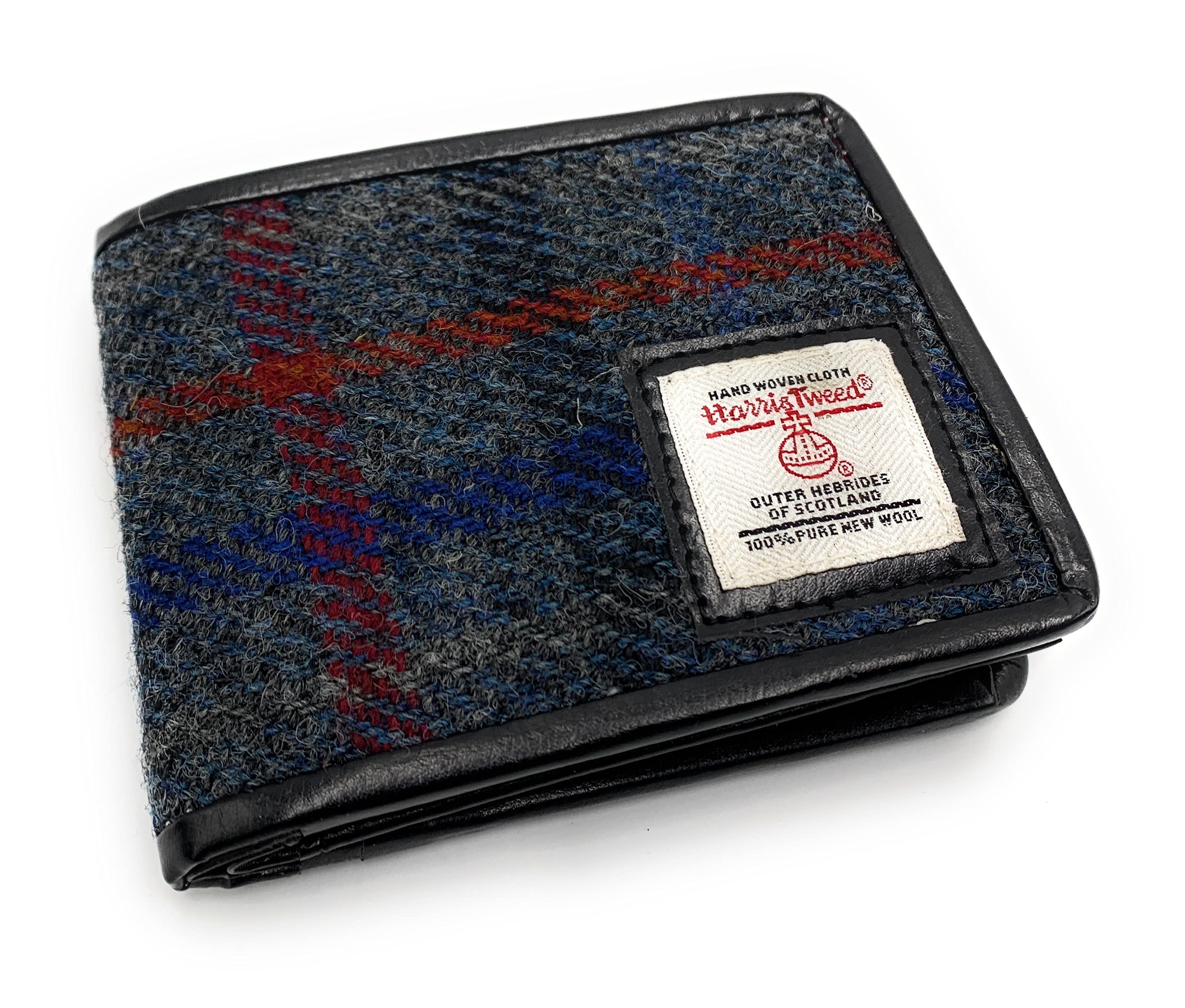 Tartan Tweeds Mens Harris Tweed Trifold Wallet (Slate Grey Check) — image 1