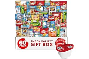 ZISBERS Snack Box Care Package Gift Box - Large Variety Snack, Candy & Treats for College Students, Adults, Kids, and Office Treats - 60 Count