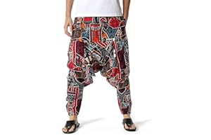 KEPUTAY Men Women Cotton Baggy Hippie Yoga Harem Pants Funky Printed Plus Size Trousers