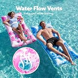 Sloosh Inflatable Pool Lounger 2 Pack XL Headrest Vents Blue Pink view 3