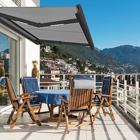 Nemaxx Fca50x Toldo Tipo Cofre 5x3 Metros Toldo Plegable Electrico Para Proteccion Solar Con Lona Gris Y Cofre Gris Segun La Norma Din En 13563 Amazon Es Hogar