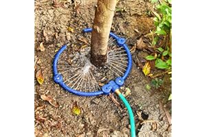 ZZM 360°Tree Water System Tree Watering Ring Circle Sprinkler and Irrigation System Targeted Water with Y Hose Splitter for New Tree Outdoor Plants Raised Garden Beds Shrubs (Small)