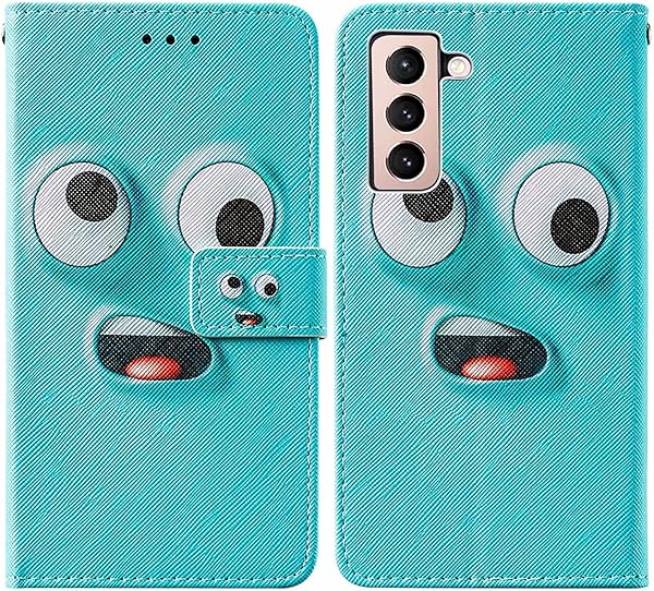 TTNAO Compatible with Samsung Galaxy S21 5G CaseFlip Leather Wallet pattern Shockproof Soft Card Slot PU Stand Function Bumper Cover1Screen Protector CrossBig eyed Monster