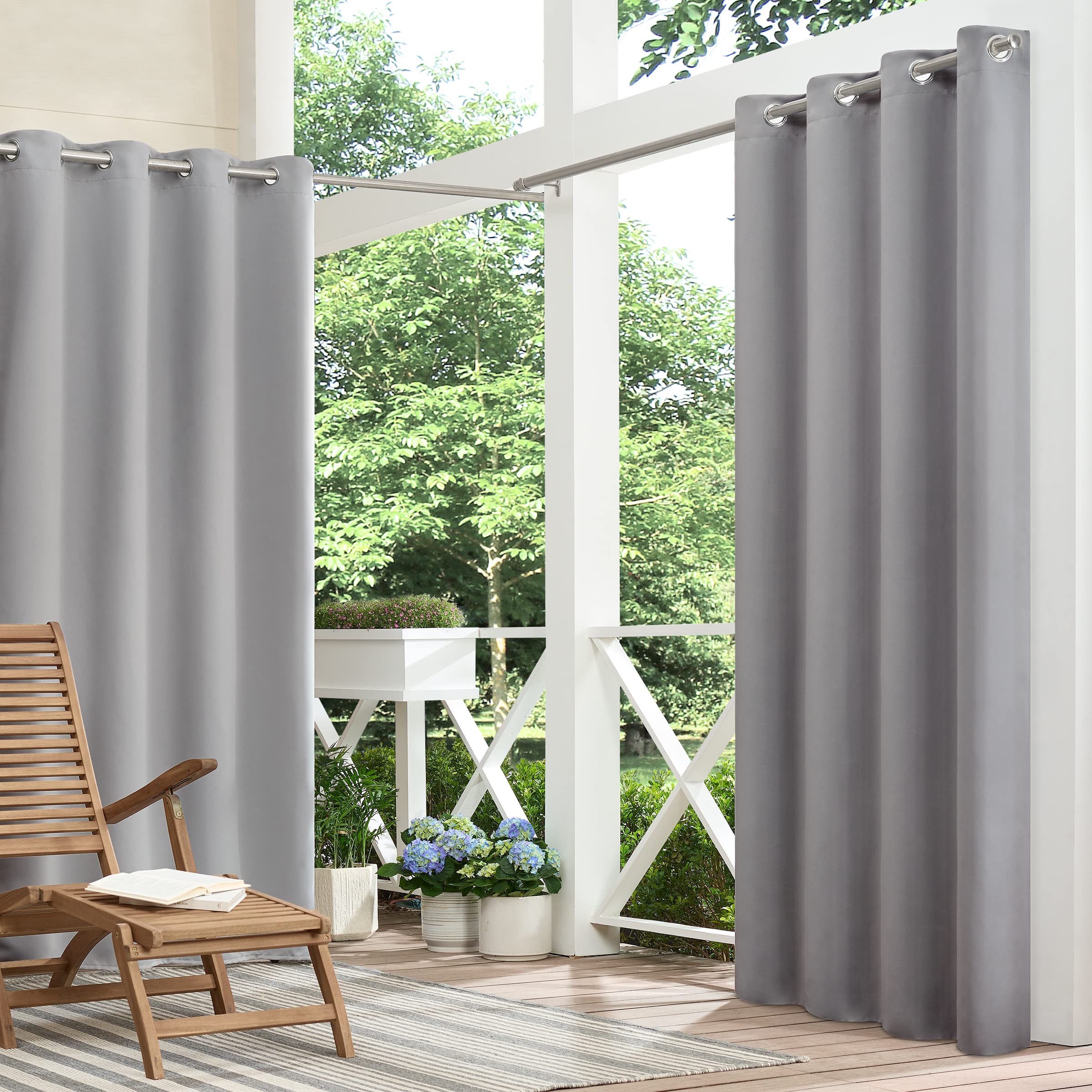 ECLIPSE Bradford Versatile Blackout Waterproof Grommet Window Curtain for Indoor or Outdoor (1 Panel), 52 in x 63 in, White