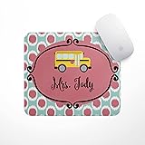 Personalized Teacher Mouse Pad - Pink School Bus