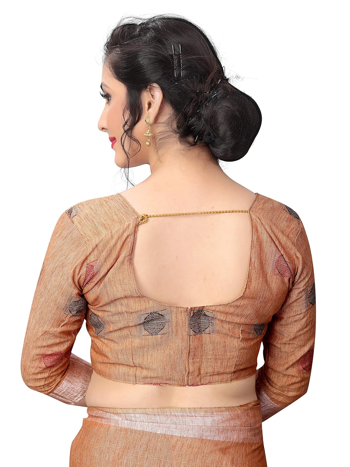 perfectblue women's linen saree with blouse piece (linenroundvariation)