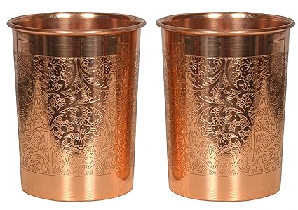 Pure Embossed Copper Glass Set of 2 