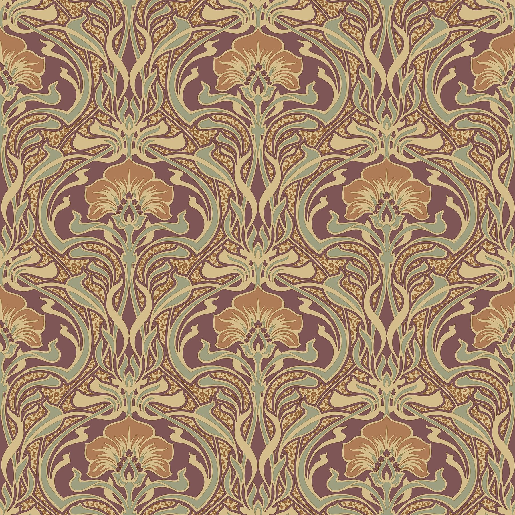 Crown Wallcoverings Flora Nouveau Wallpaper Russet M1194 Full Roll