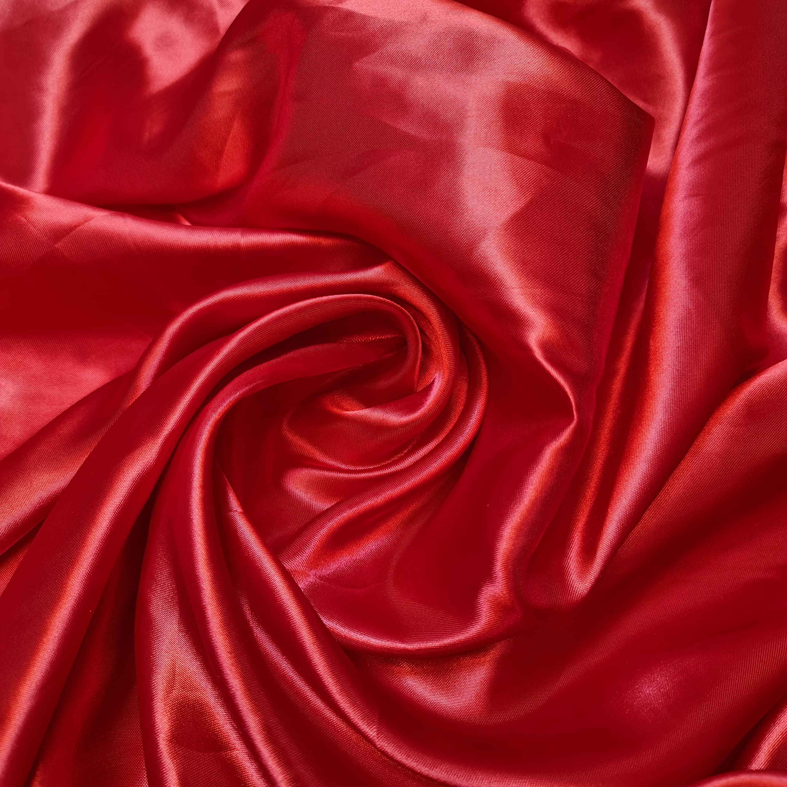 Clearance Silky Satin Dress Craft Fabric Plain Satin Luxury Wedding Material 58" (RED, 5 Meter)