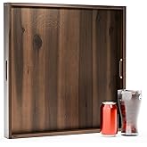 TIDITA 20 x 20 inch Square Wooden Ottoman Tray – Large Wooden Tray for Ottoman, Extra Large Ottoman Tray for Living Room, Coffee Table & Decorative Use (Walnut Color)