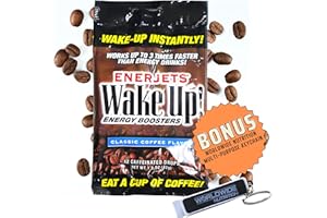 WORLDWIDE NUTRITION World Wide Nutrition Enerjets Wake Up Energy Booster Caffeinated Drops - Instant Coffee Energy Supplements Classic Flavor Pack of 12, 12 Drops Per Package with Worldwide Multi Purpose Key Chain