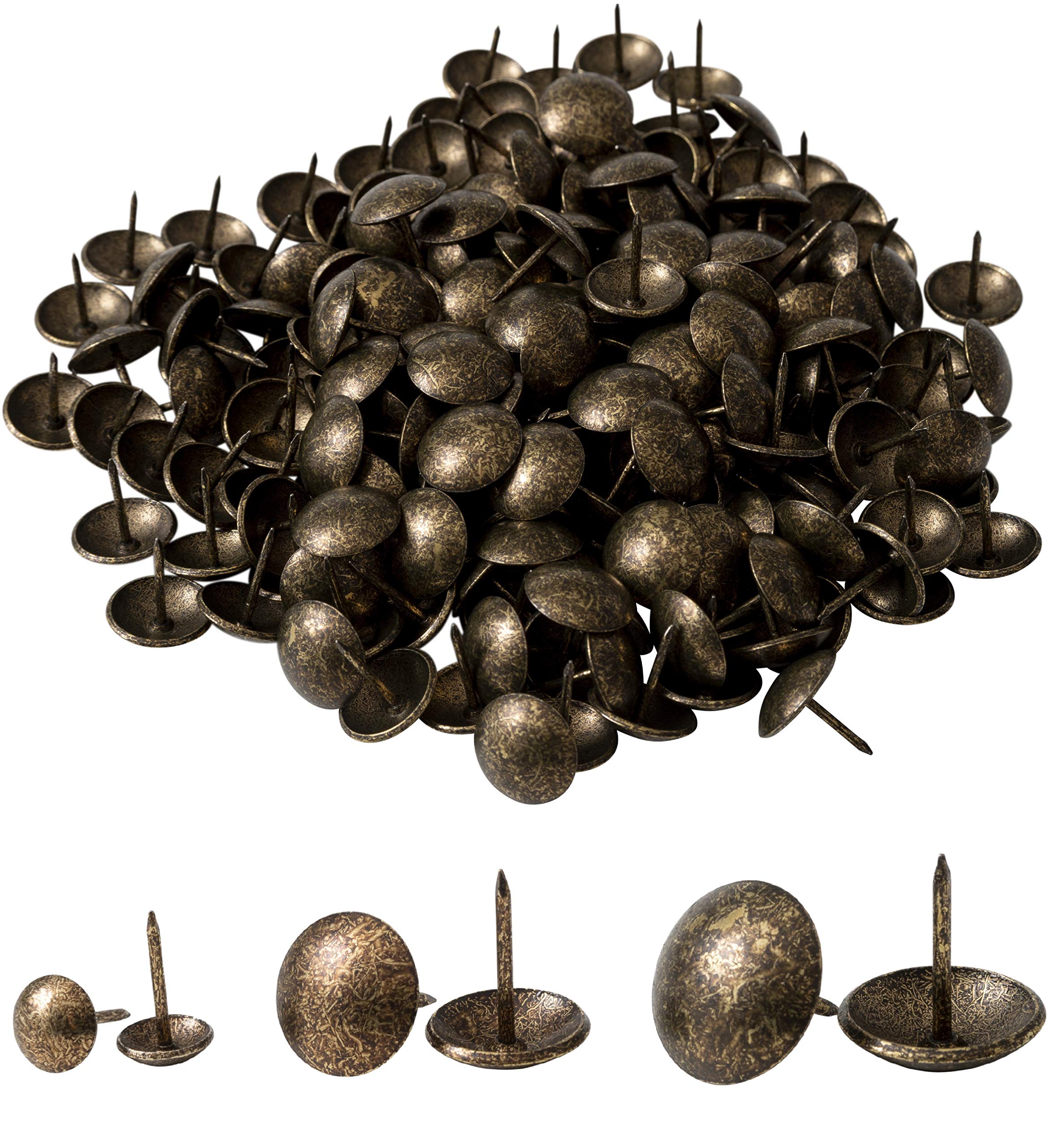 IPEA Upholstery Nails – 500 Pieces – Decorative Studs for Furniture Clothing Furniture – Metal Pins for Armchairs – Antique Gold – 14 x 12 mm