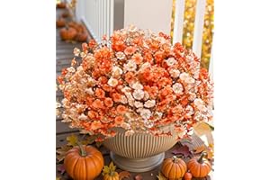 HYEFLORA Artificial Mums for Outdoors Fake Fall Flowers Plants for Autumn Decoration, 12 Bundles Silk Morning Glory with Eucalyptus Look Real UV Resistant Faux Mums for Outside Planters Yard Patio Porch, Mix