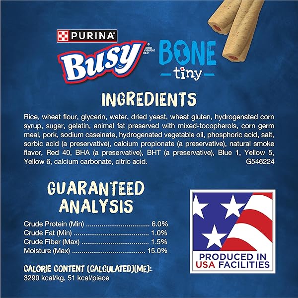 PURINA BUSY BONE ADULT TOY BREED DOG CHEW BONE TREATS, TINY – 60 CT. POUCH