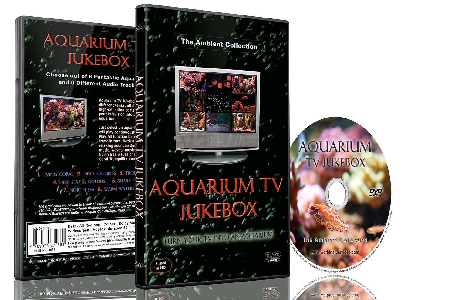 Aquariums DVD - Aquarium TV Jukebox - 8 Fish Tanks with Natural Sounds and Music