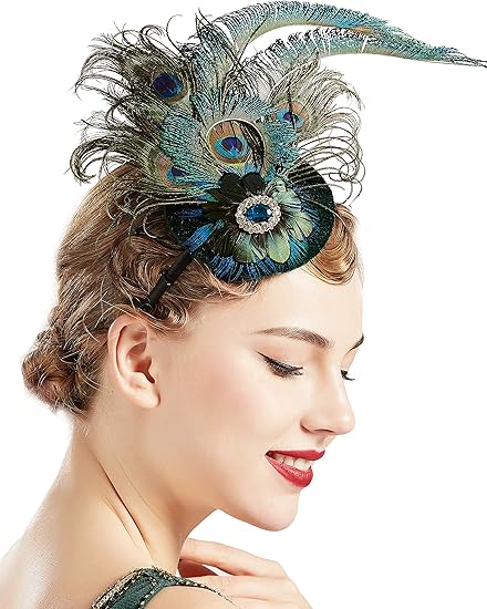 Babeyond 1920s Flapper Fascinator Feather Pillbox Hat Fascinator