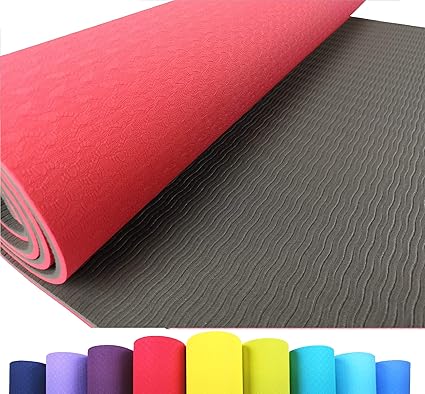 Iseaa Esterilla para Yoga Pilates Fitness Gimnasia TPE - Tapete de Yoga - Yoga Mat Esterilla Antideslizante y Ligero con Grosor de 6mm, tamaño 183cm x 61cm - Rojo/Gris: Amazon.es: Deportes y