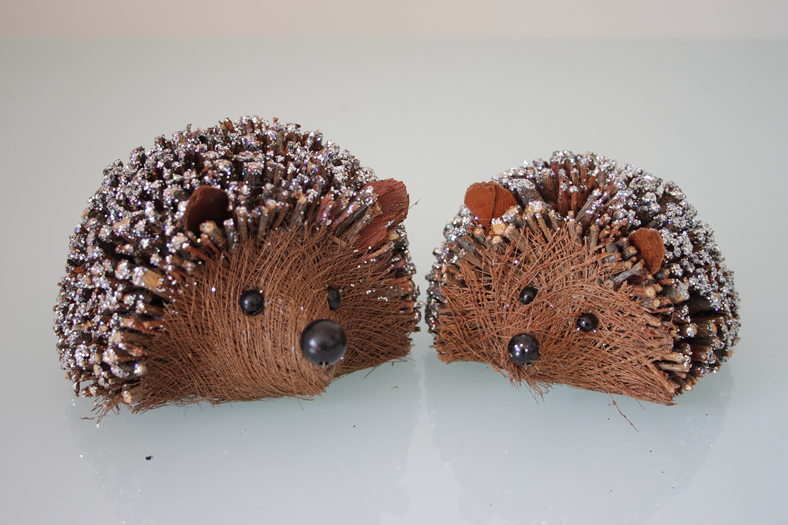 Set of Two Twig Hedgehog Christmas Decorations by Gisela Graham
