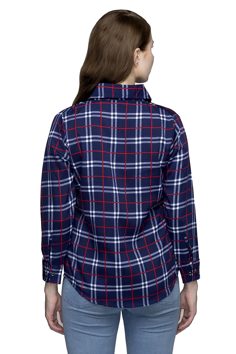 indietoga women blue red check shirt (plus sizes m to 7xl)