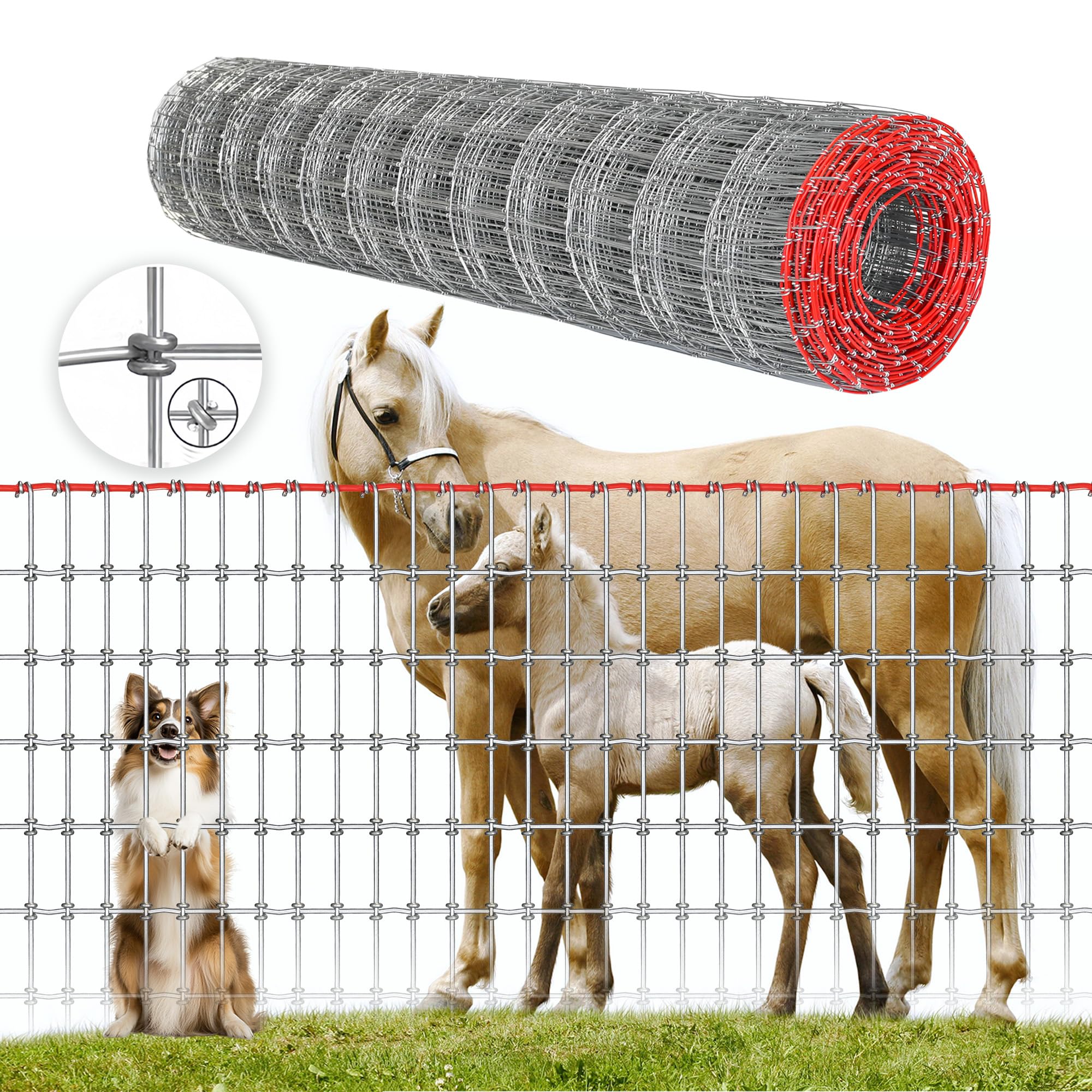 Photo 1 of Heavy Duty Horse Fence 4x100FT, 2x4 Inch Mesh, Durable No-Climb Horse Fencing for Cattle, Goats,Sheep,Large Dogs, Livestock, Woven Wire Fencing for Farm, Garden and Field Use