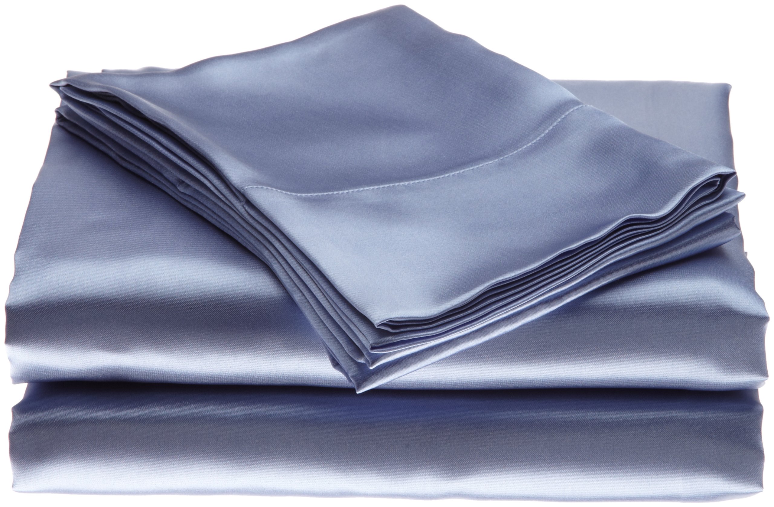 Scent-Sation Charmeuse Satin 4-Piece Sheet Set, Queen, French Blue