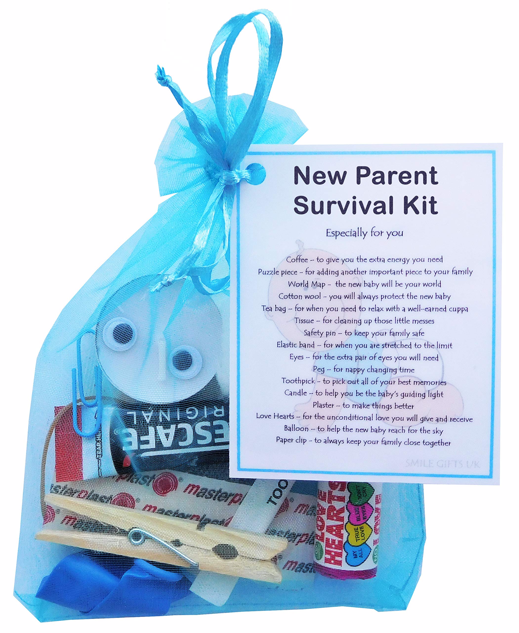 SMILE GIFTS UK New Parent Survival Kit - Parent-to-be/baby shower/new baby gift (Blue (boy))