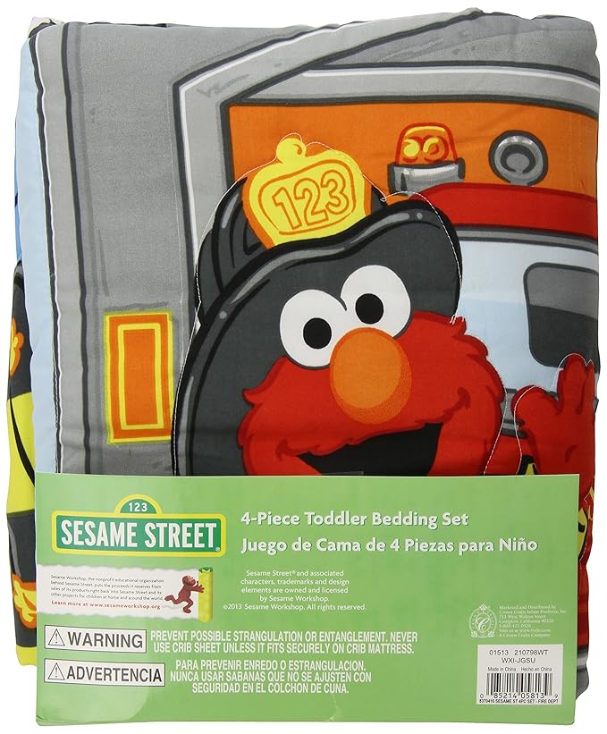 Amazon Com Sesame Street Fire Department 4 Piece Set Discontinued By Manufacturer Toddler Bedding Sets Baby