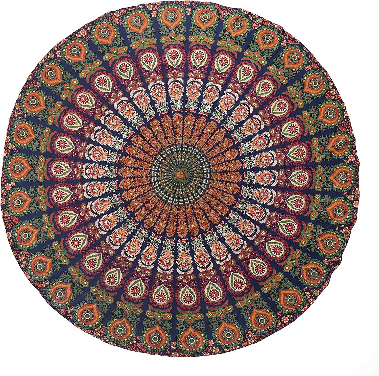 Tapestries - Popular Handicrafts Popular Round tapestry Indian Mandala Roundie Beach Throw Tapestry Hippy Boho Gypsy Cotton Tablecloth, Round Yoga, picnic sheet