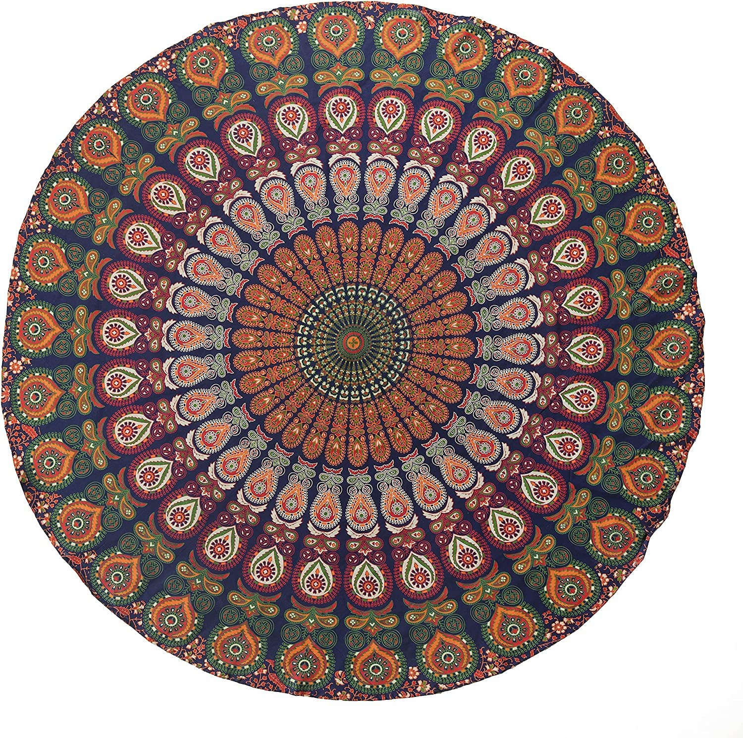 Popular Handicrafts Popular Round tapestry Indian Mandala Roundie Beach Throw Tapestry Hippy Boho Gypsy Cotton Tablecloth, Round Yoga, picnic sheet — image 1
