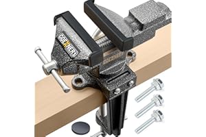 STEINBRÜCKE Dual-Purpose Combined Universal Vise 3.3" with 360° Swivel Base, Bench Vise or Table Vise Clamp-On with Quick Adjustment, Movable Home Vice for Woodworking