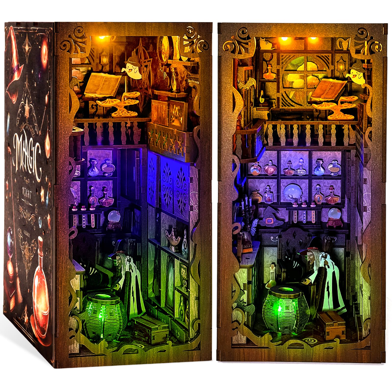 Photo 1 of Book Nook Kits for Adults, Miniature House Dollhouse Kit for Teens, DIY Crafts for Adults, Bookshelf Decor Magic House with LED Light, Gifts for Family and Friends