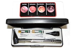DOCTOR MOM OTOSCOPE Third Generation Dr Mom Slimline Stainless LED Pocket Otoscope with Soft White Natural Hue Light Spectrum in Hard Travel Case Includes Lighted Ear Wax curettes