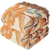 Bailix Boho Throw Blanket for Couch Sofa Bed, 100% Cotton Woven Quilt with Tassel 60”x80”, Super Soft Muslin Blanket with Floral Printed, Decorative Reversible Bed Blanket/Cover for All Seasons