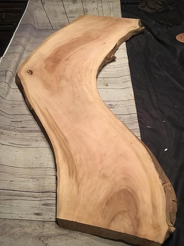 Sycamore Live Edge Slab 57.5" x 19" to 12" wide x 1.5" Handmade