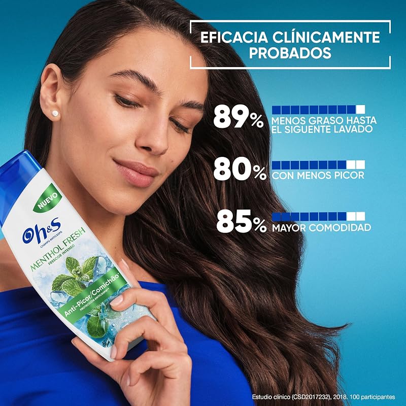 H&S Menthol Fresh Champú Anticaspa Anti-picor, Efecto Refrescante, 330ml