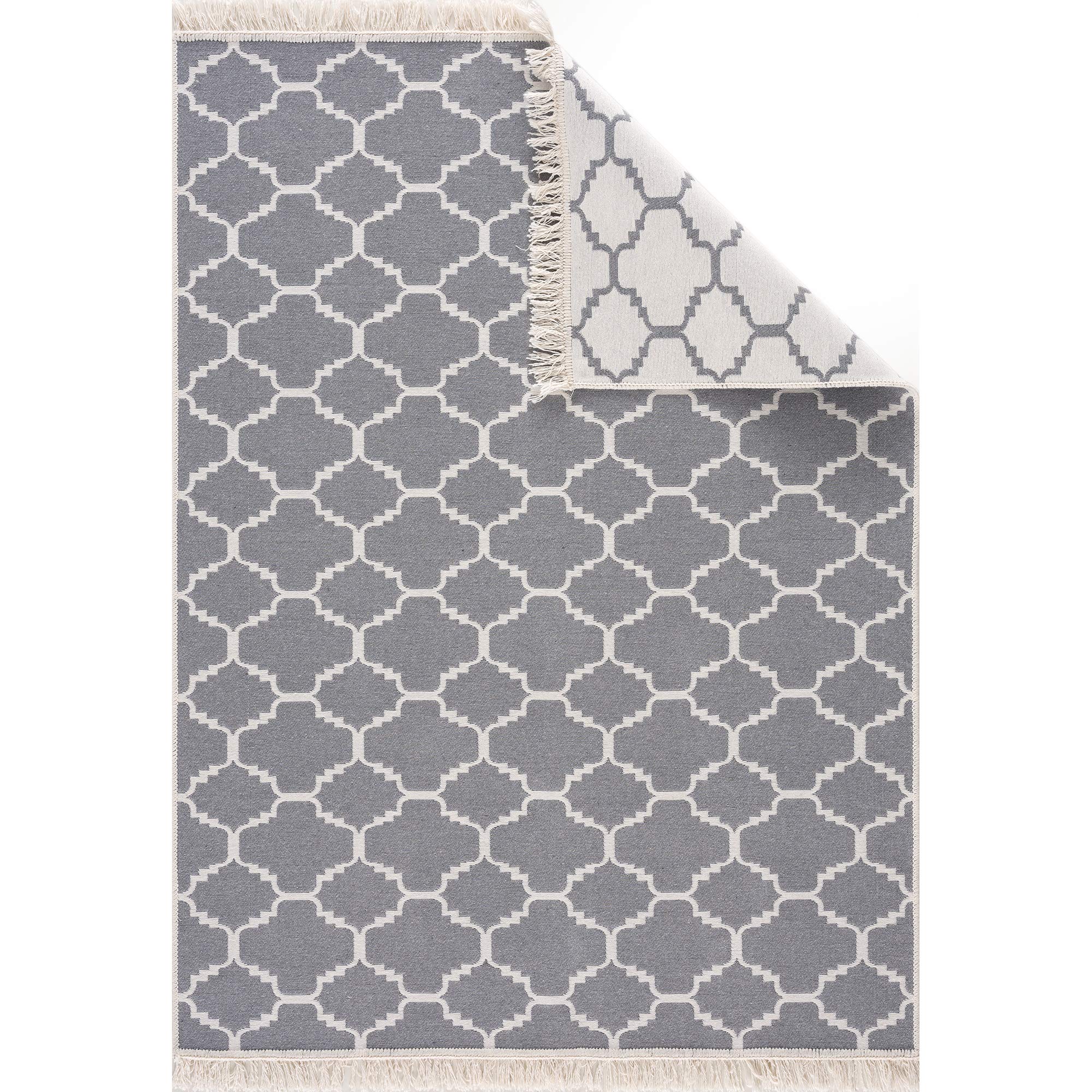 Jimri Fashion4Home Rug Runner - Rug for Living Room, Bedroom, Kitchen, Children's Room, Bathroom - Boho Kilim Rugs - Runner Hallway Rug Light Grey/White, Size: 80 x 150 cm