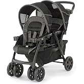 Chicco Cortina Together Double Stroller for Infants &amp; Toddlers | Accepts 2 Chicco Infant Car Seats, Height-Adjustable Handle, Standing Fold, 4-Wheel Suspension, Linked Rear Brakes, Black