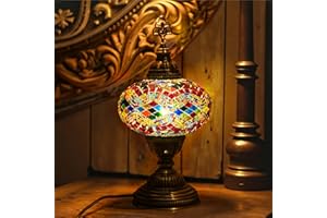 Mozaist Moroccan Turkish Lamp – Colorfull Mosaic Glass Bedside & Desk Light, Handcrafted Vintage Home Decor with E12 Socket
